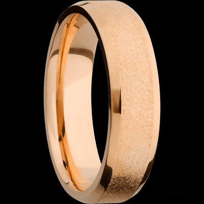 6 mm wide Beveled 14K Rose Gold band.