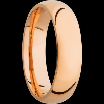 6 mm wide Domed 14K Rose Gold band.