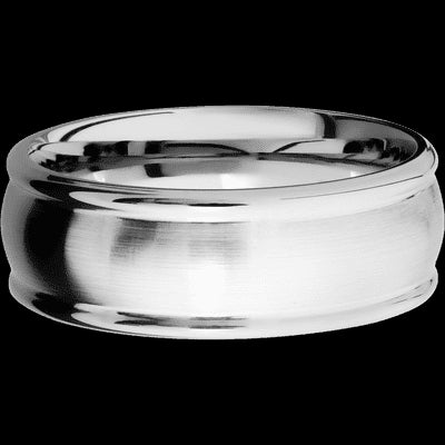 8 mm wide Domed Rounded Edges 14K White Gold band.