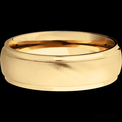 7 mm wide Domed Stepped Down Edges 14K Yellow Gold band.