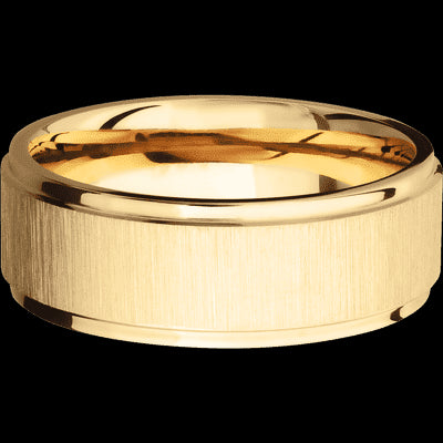 8 mm wide Flat Grooved Edges 14K Yellow Gold band.