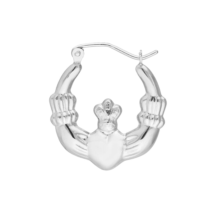 Polished Claddagh Hoop Earrings