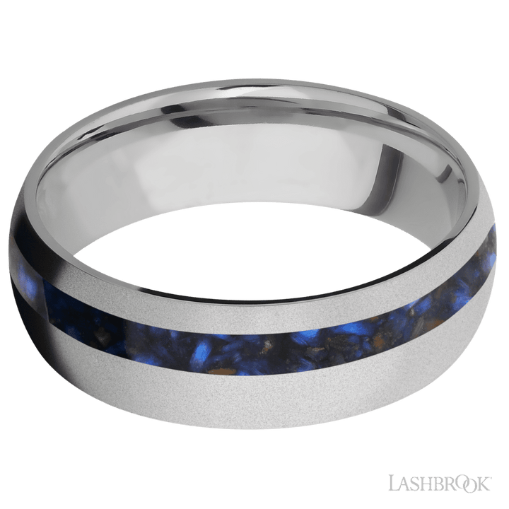 Titanium with Bead , Bead Finish and Blue Tiger Eye Inlay