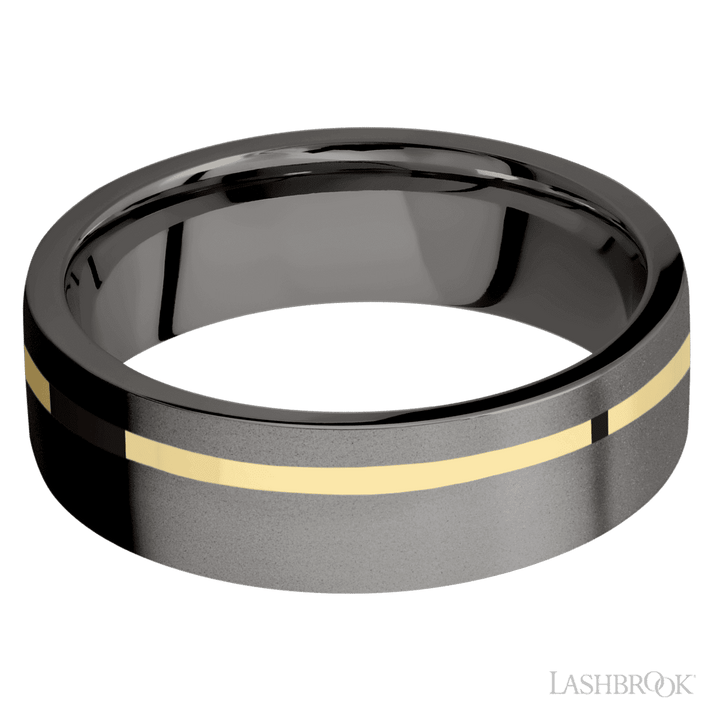 Tantalum Noir with Bead , Bead Finish and 14K Yellow Gold Inlay