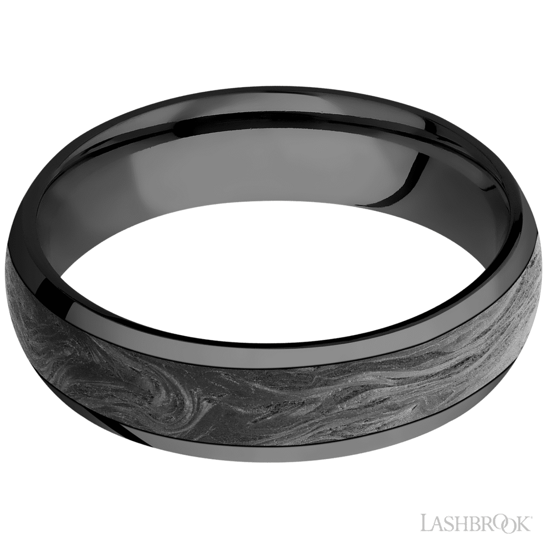 Zirconium with Polish Finish and Forged Carbon Fiber Inlay