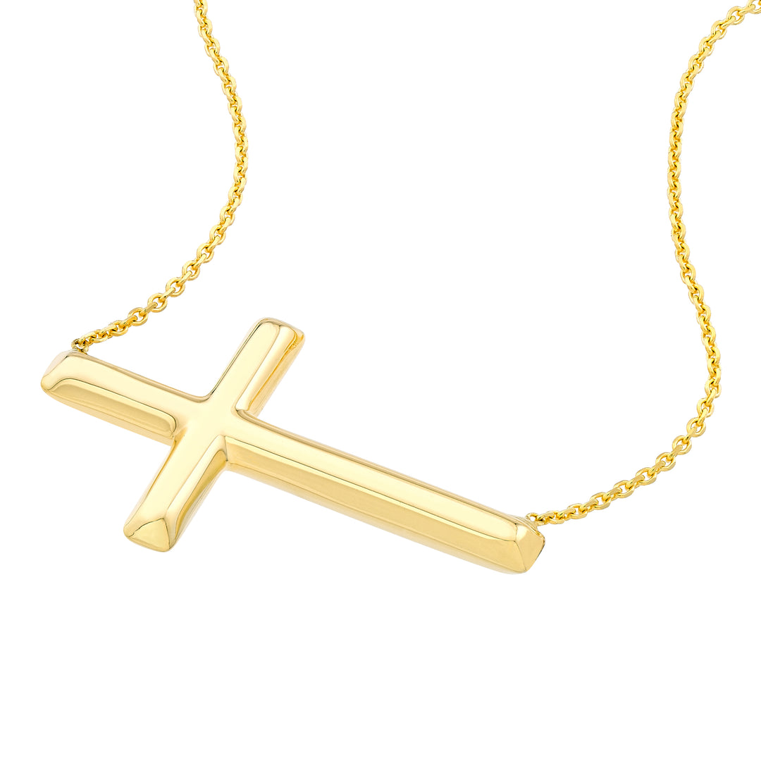 Large Sideways Cross Adjustable Necklace