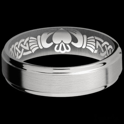 6 mm wide Flat Grooved Edges Titanium band.