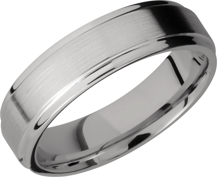 Titanium 6mm flat band with grooved edges