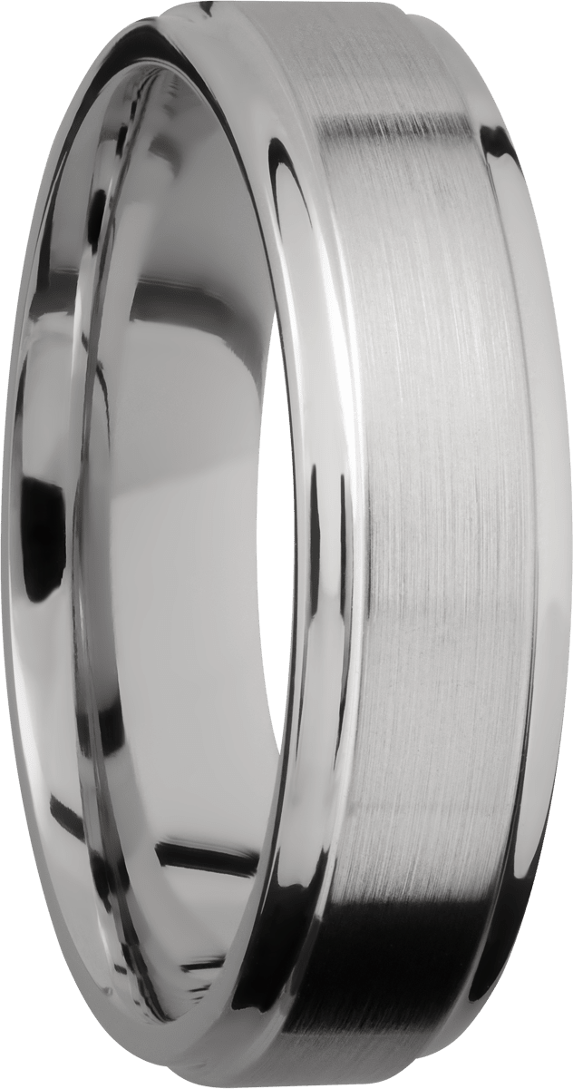 Titanium 6mm flat band with grooved edges