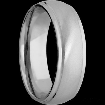 7 mm wide Domed Stepped Down Edges Titanium band.