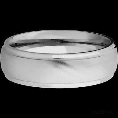 7 mm wide Domed Stepped Down Edges Titanium band.