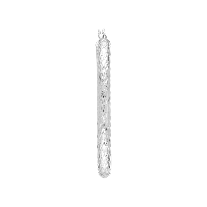 4mm x 42mm Diamond-Cut Oval Hoop Earrings