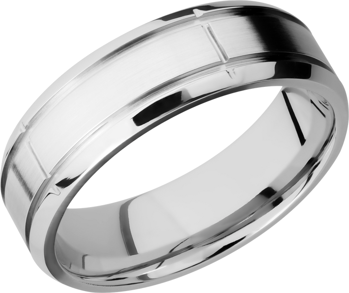 Cobalt chrome 7mm beveled band with 5 segments in the band