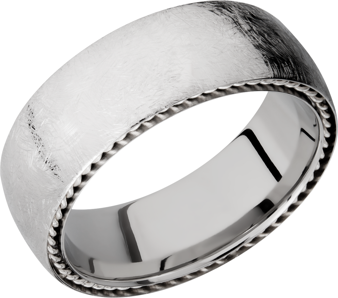 Cobalt chrome 8mm domed band with sterling silver sidebraid