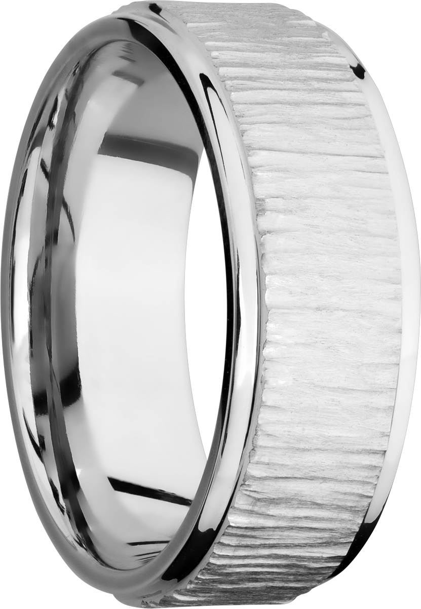 Cobalt chrome 8mm flat band with grooved edges