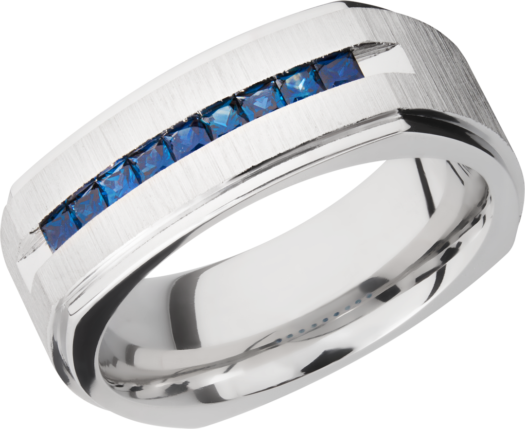 Cobalt chrome 8mm flat square band with grooved edges and