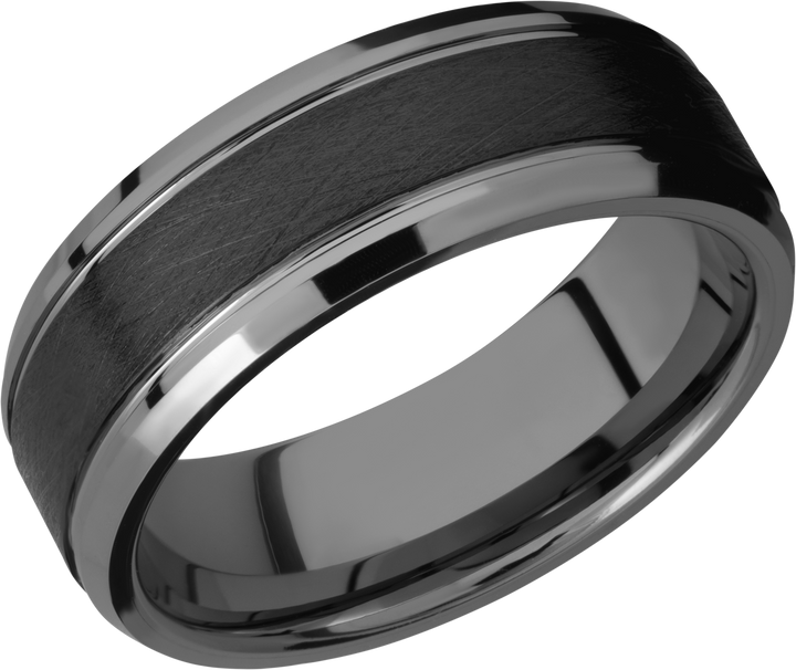 Tungsten Ceramic 8mm flat band with beveled edges