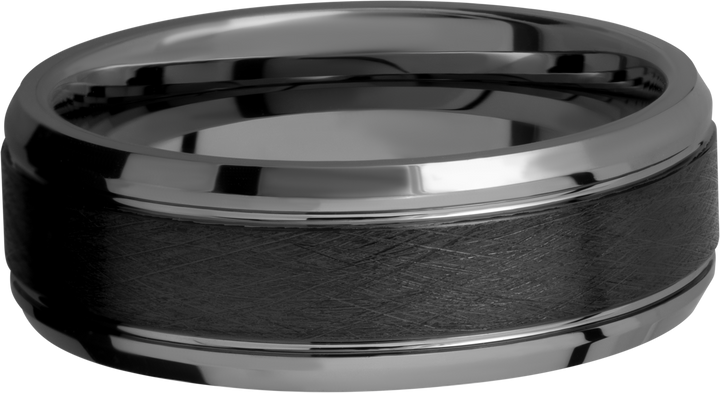 Tungsten Ceramic 8mm flat band with beveled edges