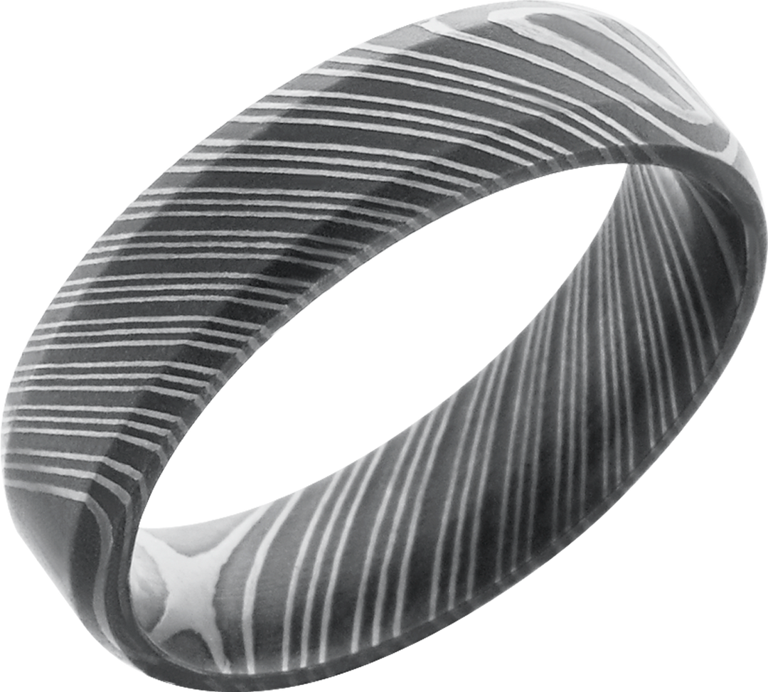 Handmade 6mm Damascus steel beveled band