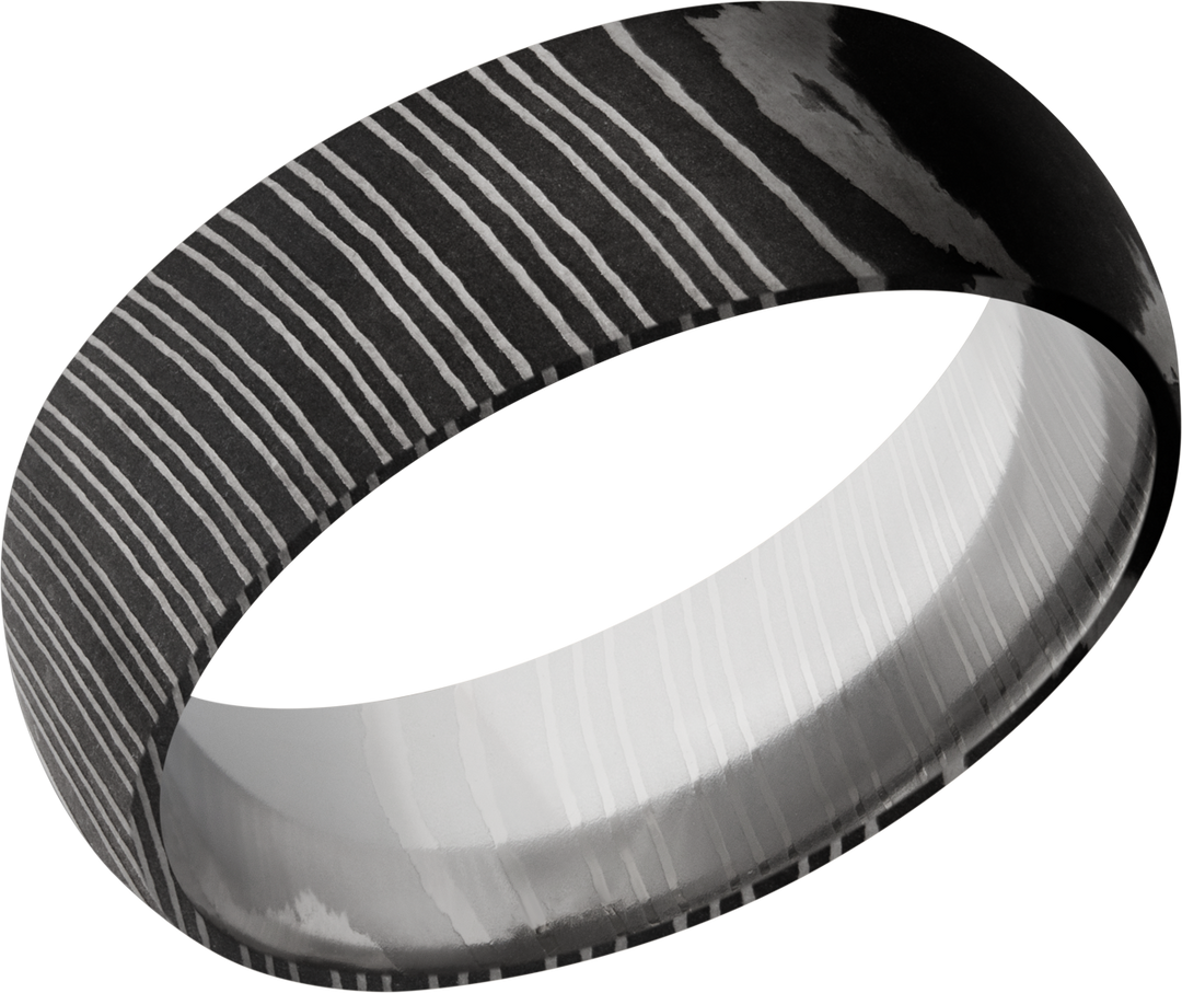 Handmade 7mm Damascus steel domed band