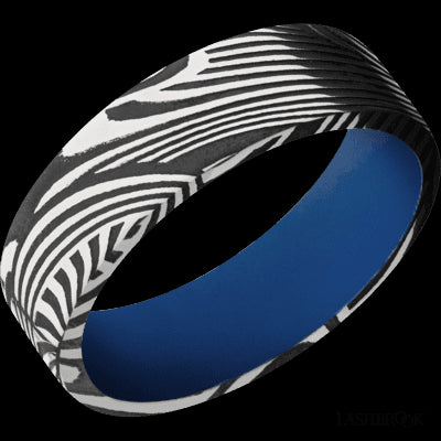 7 mm wide Flat Sunset band featuring a Royal Blue sleeve.