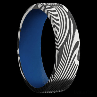 7 mm wide Flat Sunset band featuring a Royal Blue sleeve.