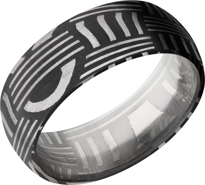 Handmade 8mm basketweave Damascus steel domed band