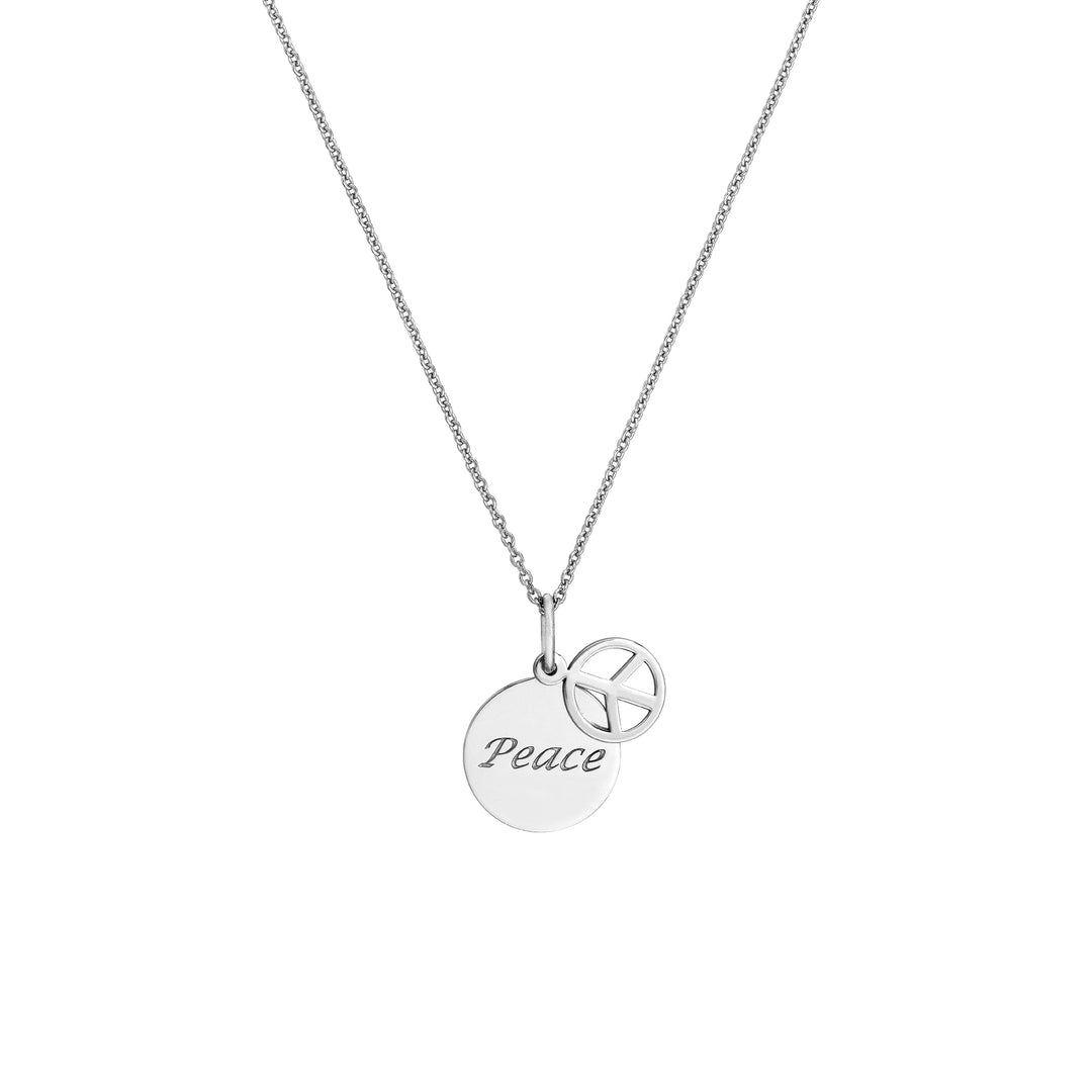 Sterling Silver Peace Disc Necklace with Peace Sign