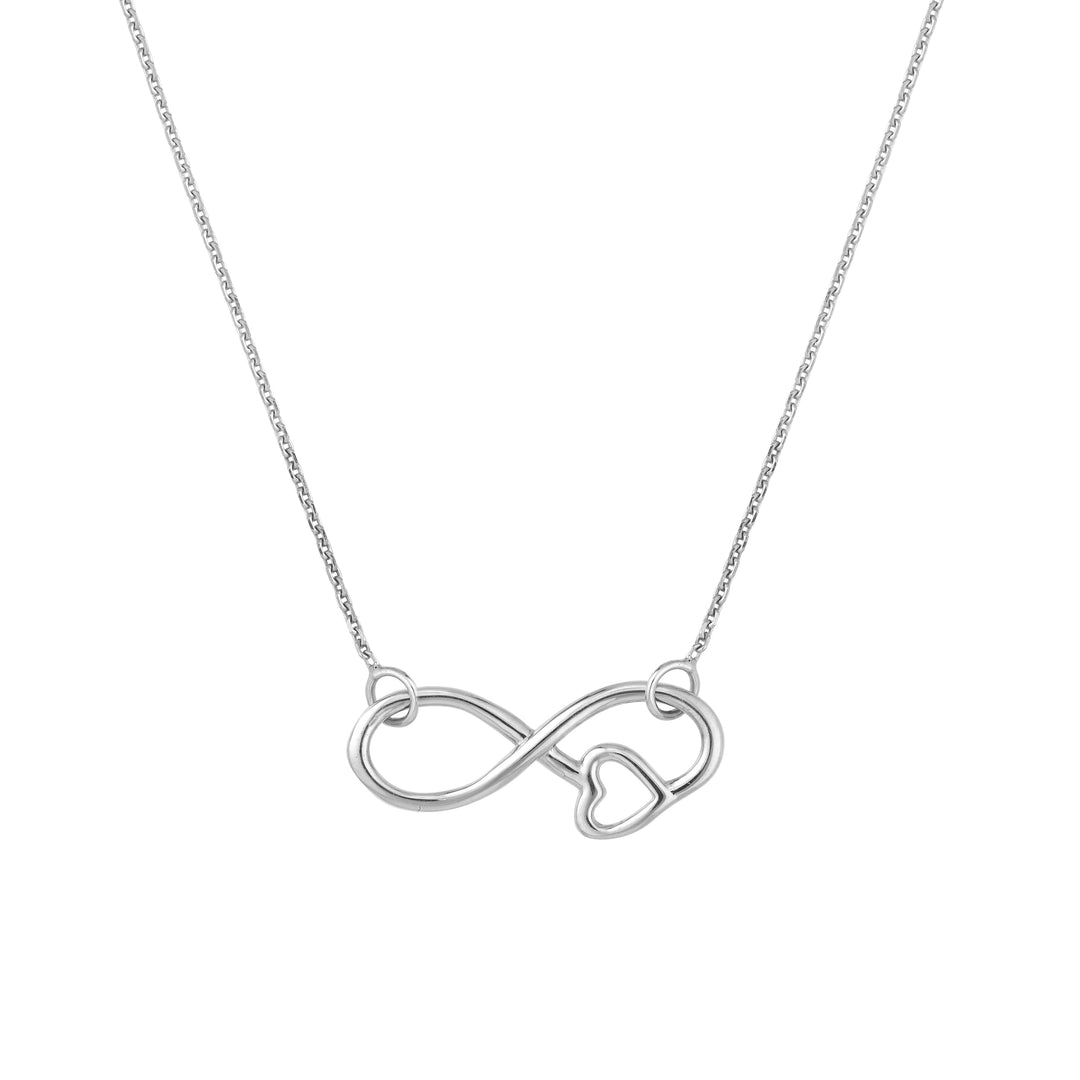 Sterling Silver Infinity Symbol Heart Adjustable Necklace