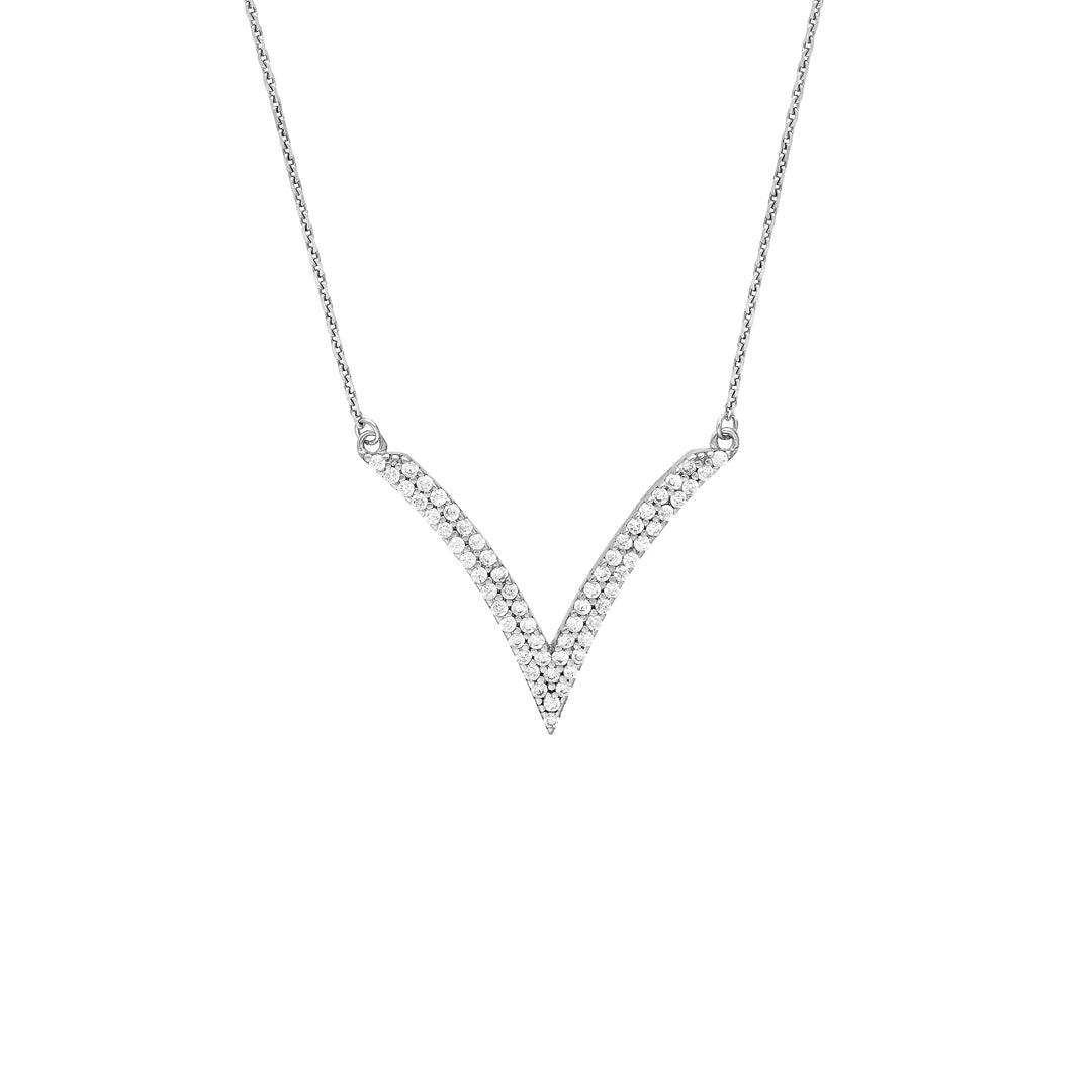 Sterling Silver CZ Chevron Adjustable Necklace