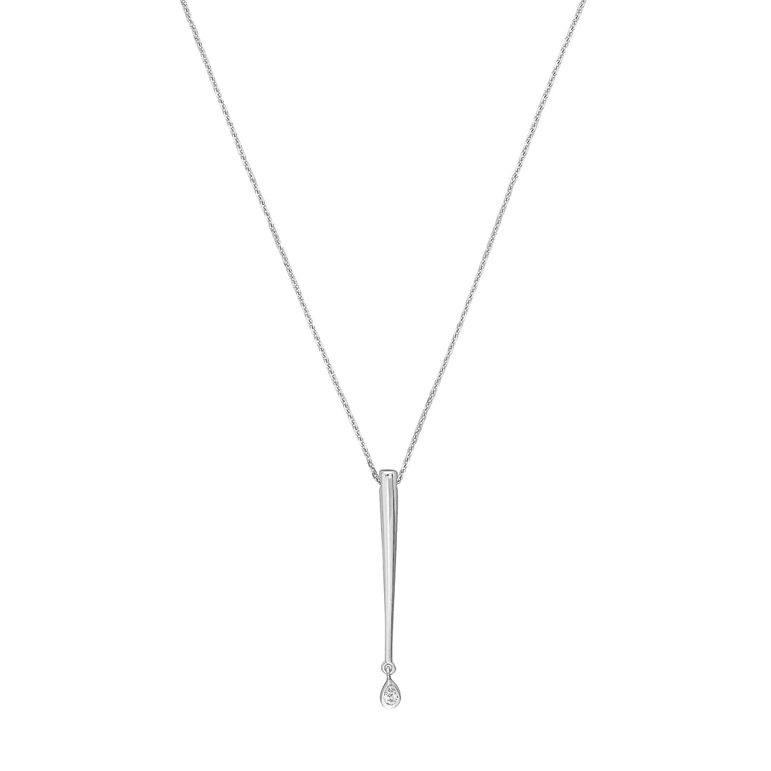 Graduated Bar and Diamond Bezel Drop Necklace