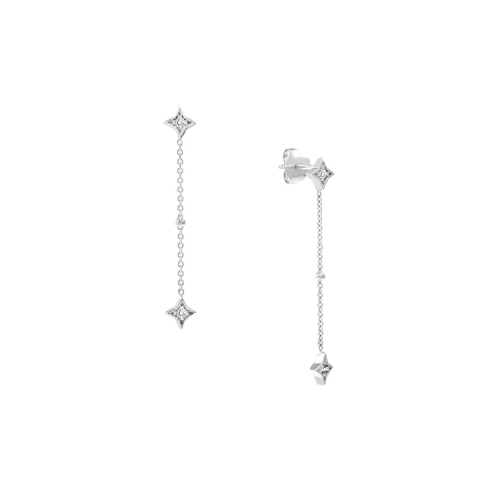 Diamond Star Bezels and Bead Drop Earrings