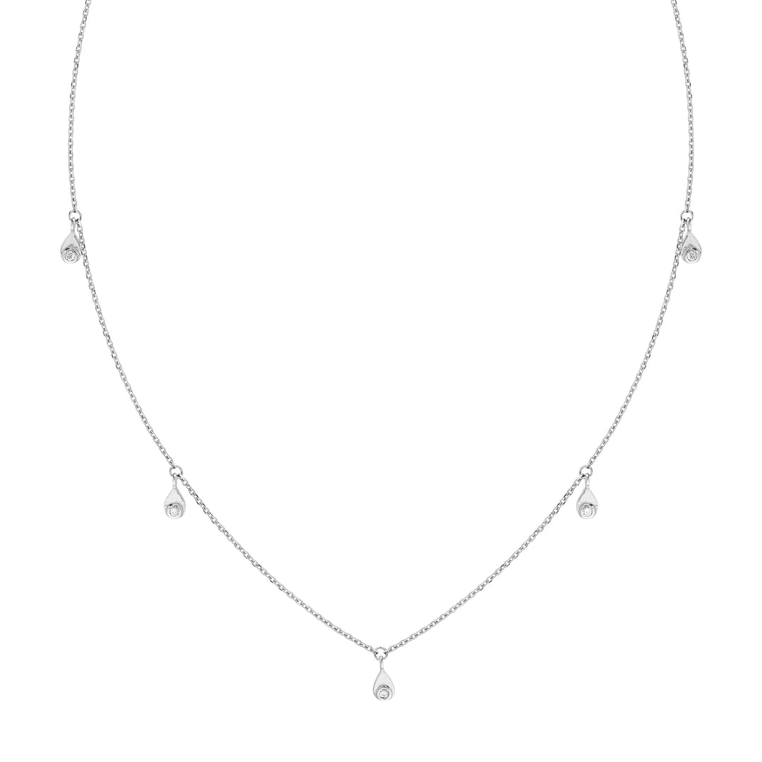 Diamond Teardrop Bezel Drops Necklace