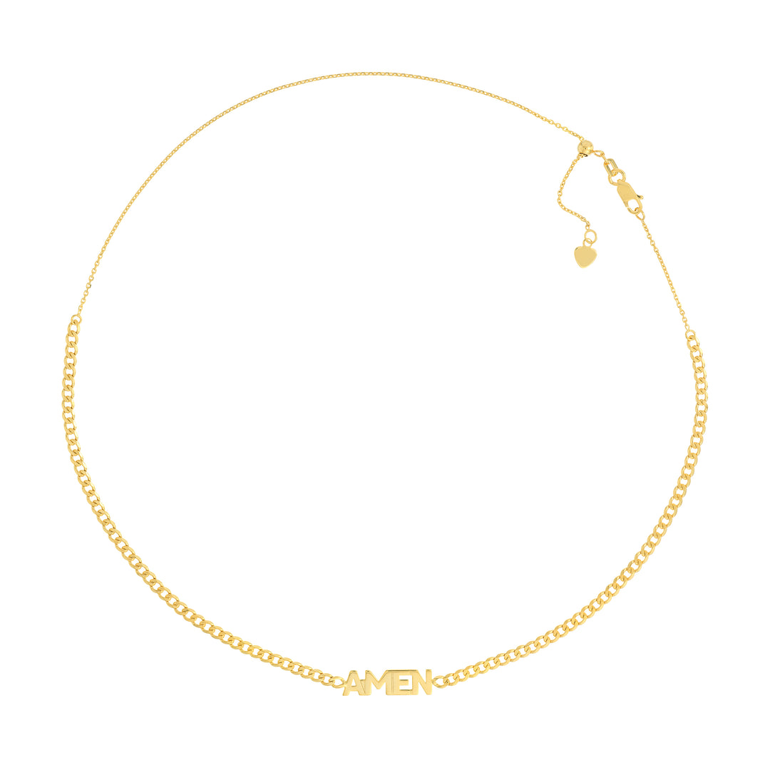 Amen Plate on Open Curb Chain Choker