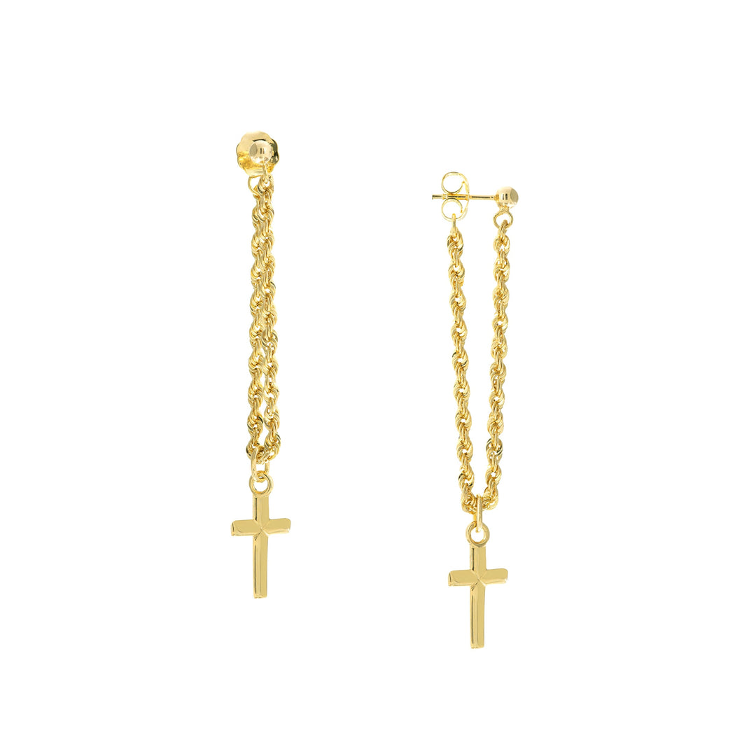 Rope Chain with Cross Front to Back Earrings