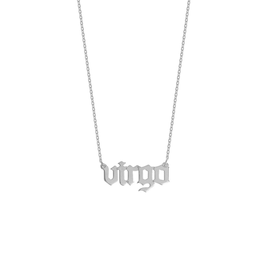 Gothic Virgo Nameplate Necklace