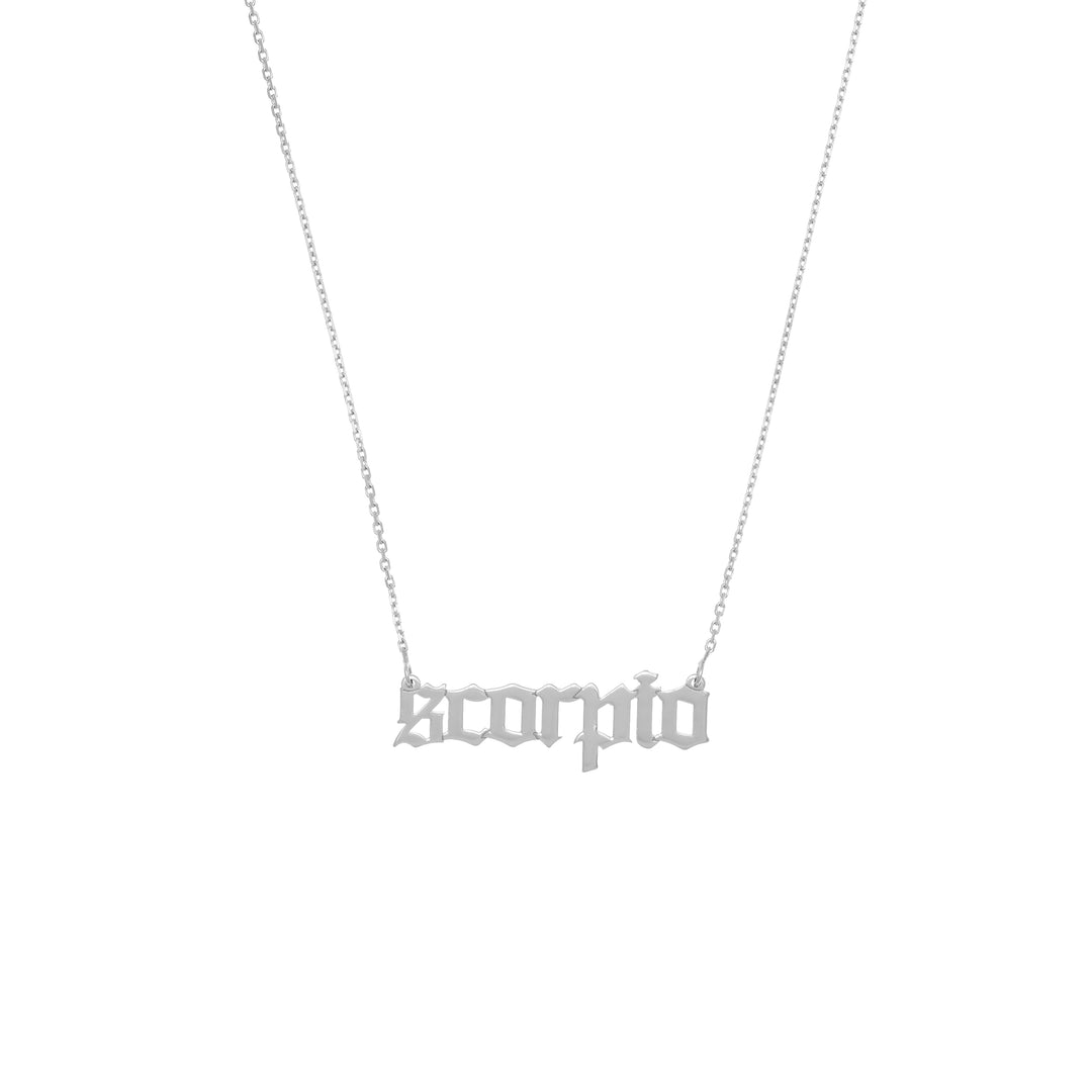 Gothic Scorpio Nameplate Necklace