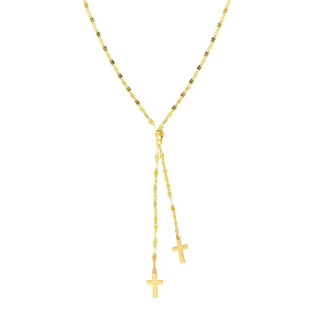 High Polished Crosses Adjustable Lariat Necklace