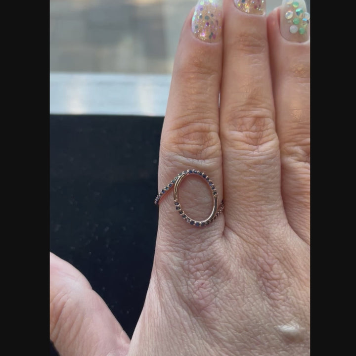 Oval Diamond Swirl Fashion Ring in 14k Rose Gold