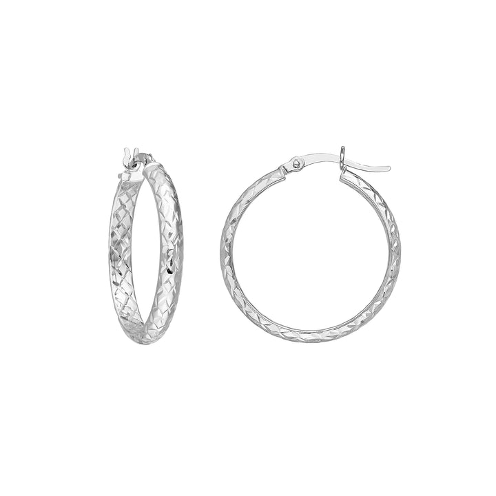 25mm x 3mm Diamond-Cut Hoop Earrings