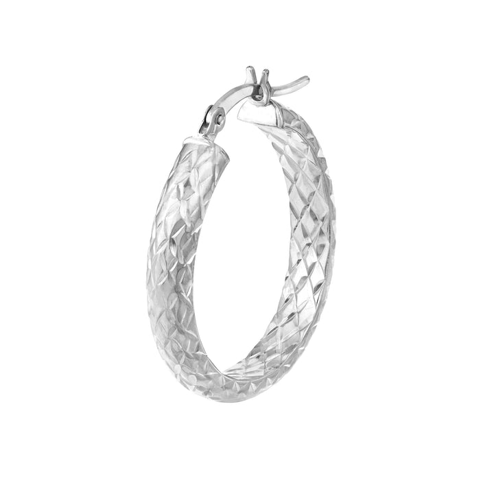 25mm x 4mm Diamond-Cut Hoop Earrings