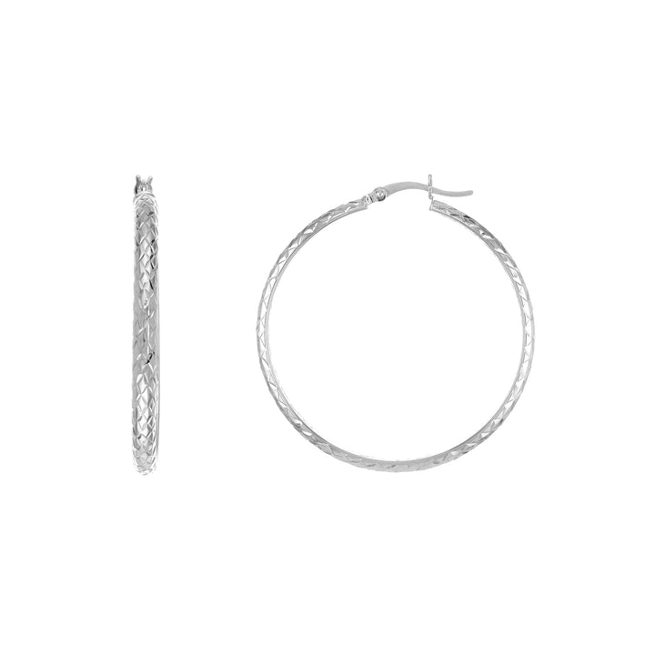 3mm x 40mm Diamond-Cut Hoop Earrings