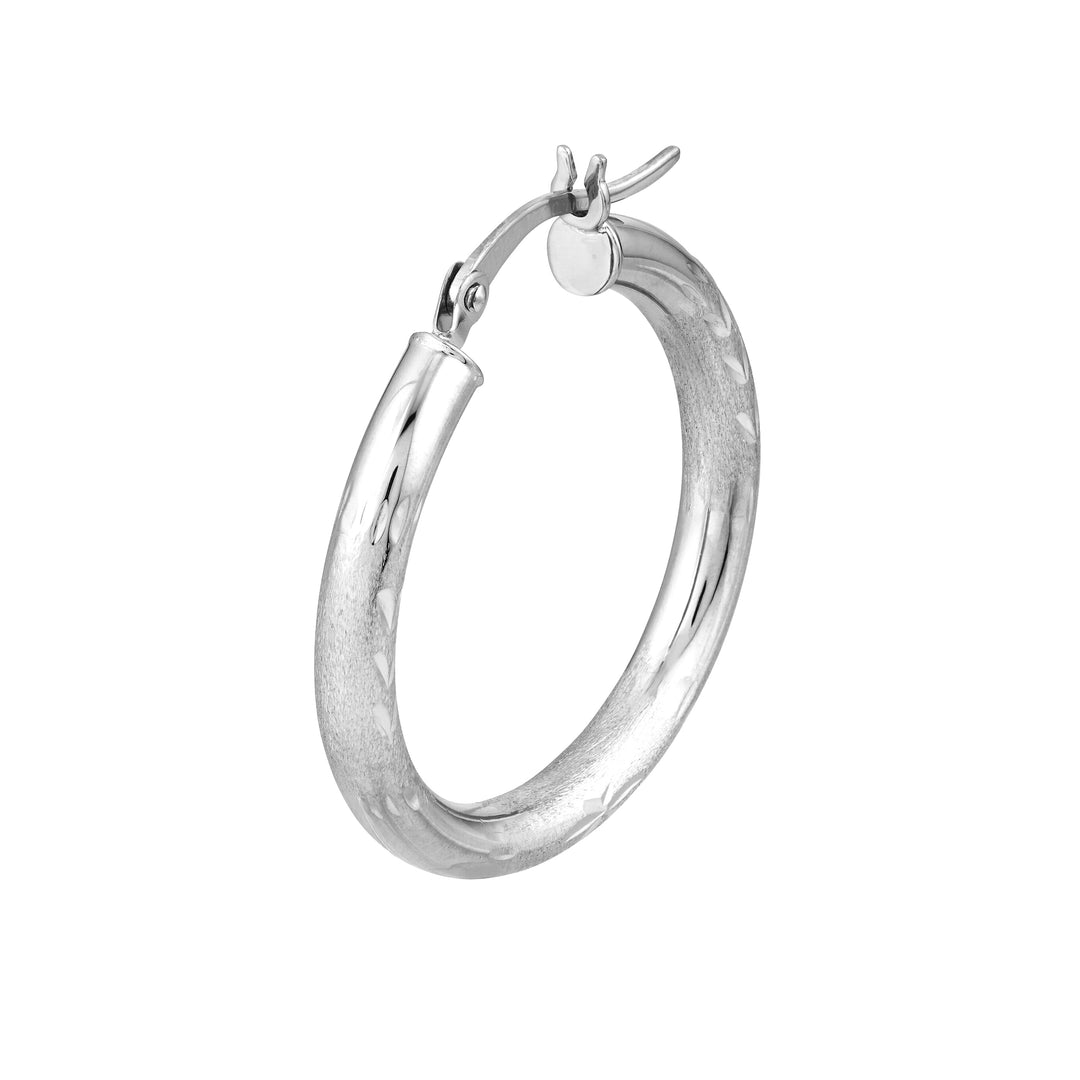 3x25mm D/C Florentine Round Hoop Earrings