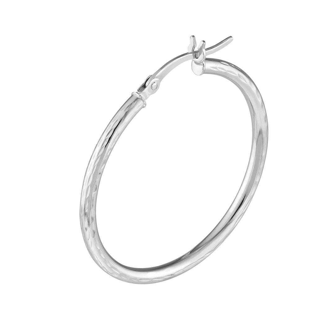 2mm x 30mm Diamond-Cut Hoop Earrings