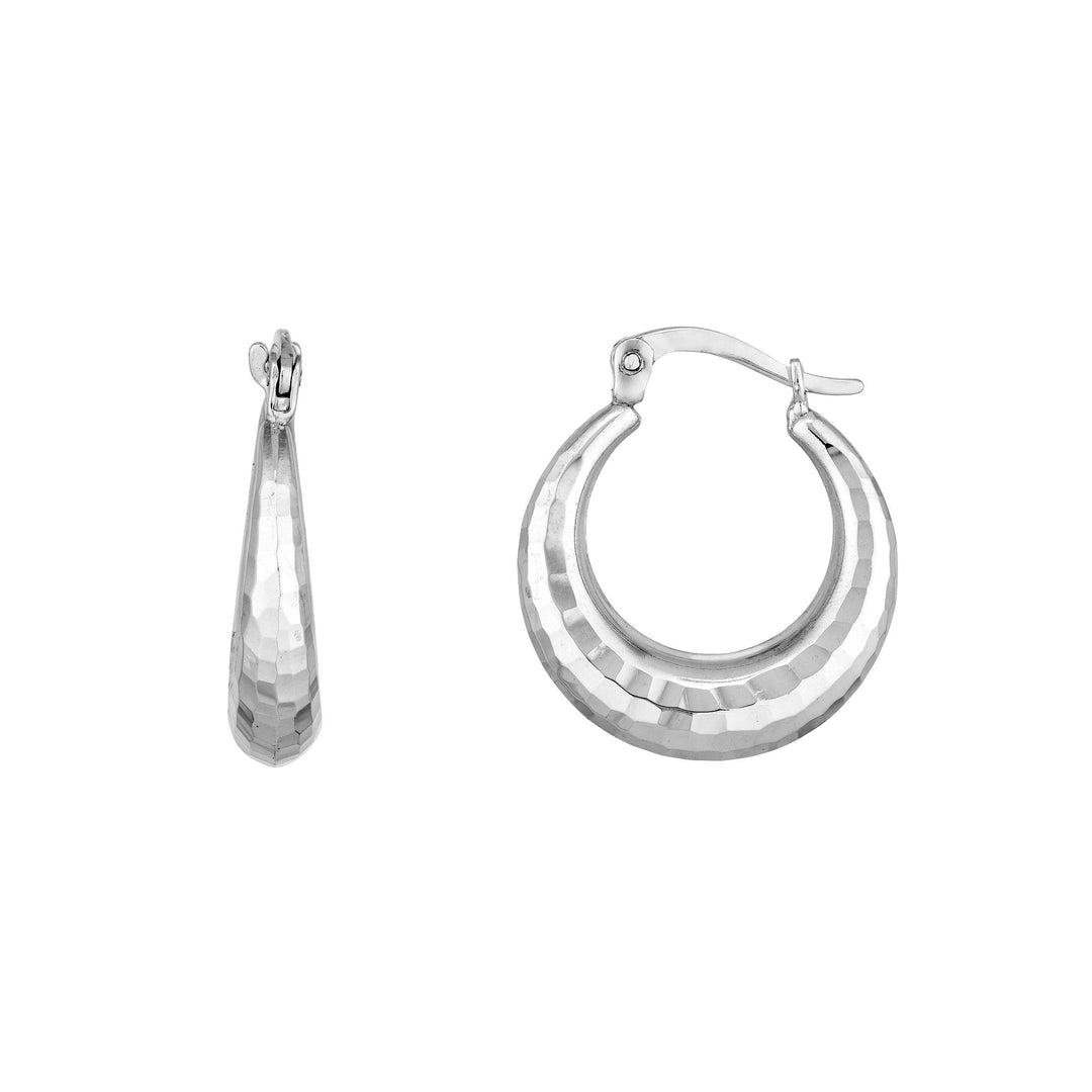 Sterling Silver Graduated Rhodium Hoop Earrings