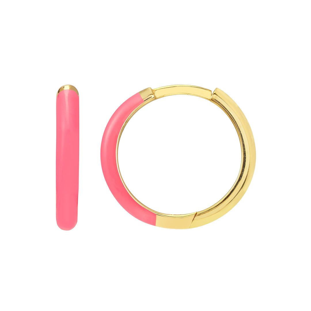 Neon Pink Enamel 1/2 Polished Hoops