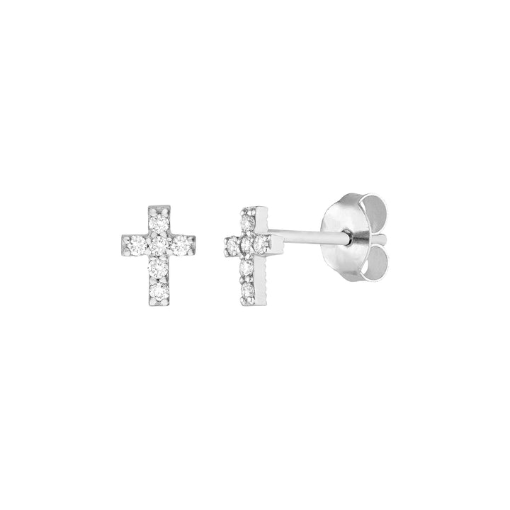 1/8tcw Diamond Cross Stud Earrings