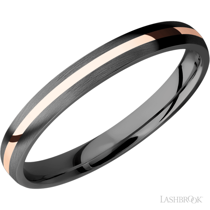 Zirconium with Satin Finish and 14K Rose Gold Inlay