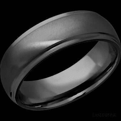 7 mm wide Domed Stepped Down Edges Zirconium band.