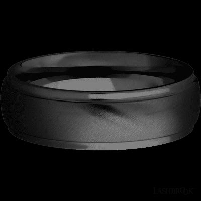 7 mm wide Domed Stepped Down Edges Zirconium band.